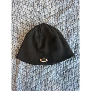 Oakley Vintage Beanie Black Knit Skull Cap Winter Hat Streetwear Logo Y2K Unisex